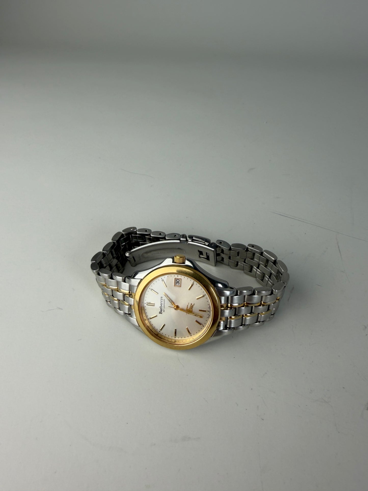Vintage Burberry Two-Tone Bracelet Watch Silver Gold