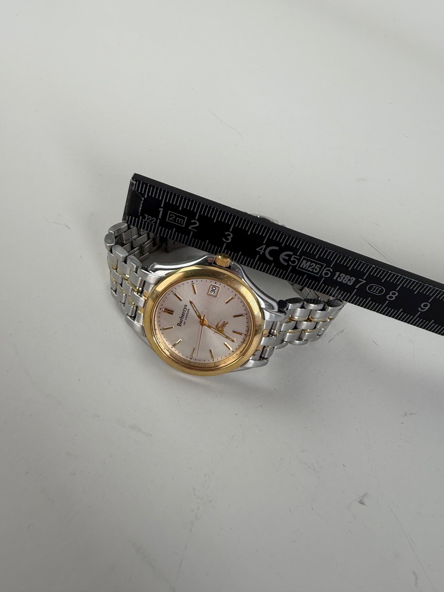 Vintage Burberry Two-Tone Bracelet Watch Silver Gold