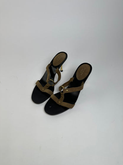 Vintage Gucci Suede Leather Stiletto Heels Brown Black EU37.5