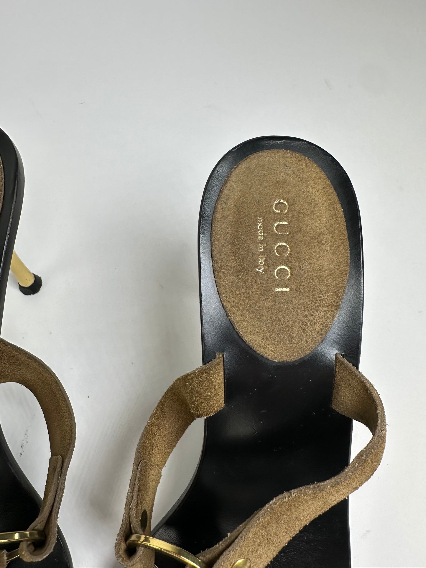 Vintage Gucci Suede Leather Stiletto Heels Brown Black EU37.5