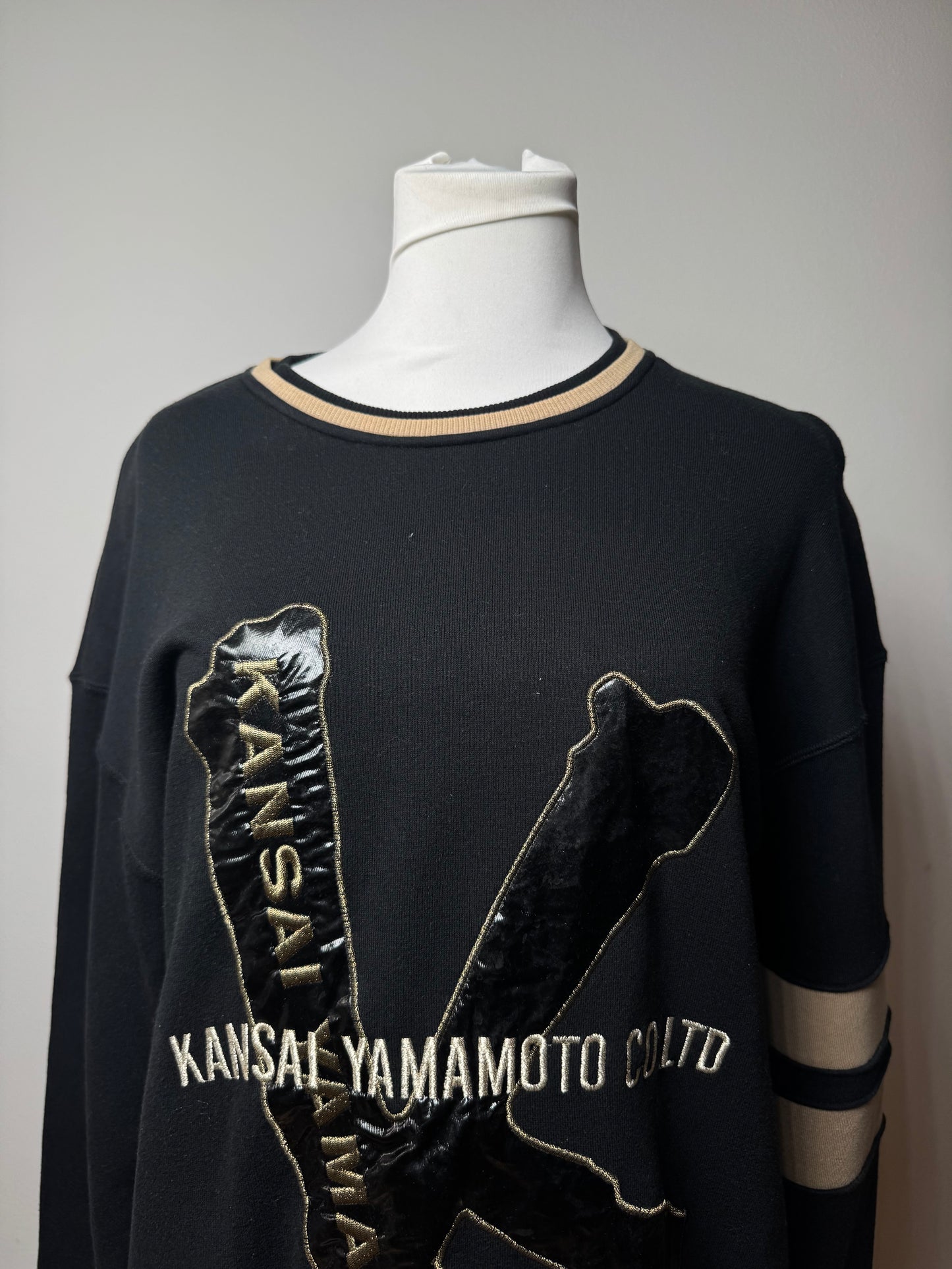 Vintage Kansai Yamamoto Crewneck Men’s Sweater Black Golden M/L