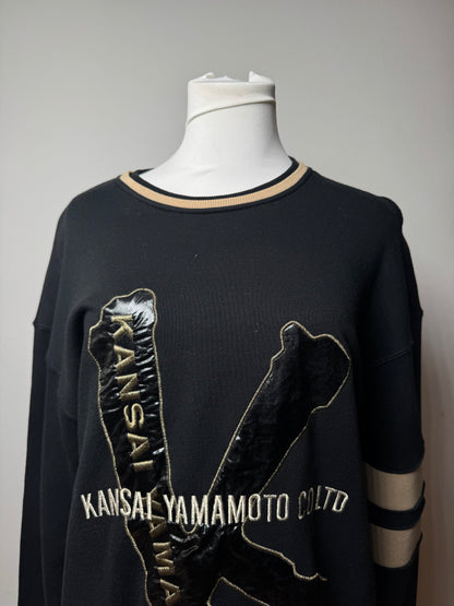 Vintage Kansai Yamamoto Crewneck Men’s Sweater Black Golden M/L