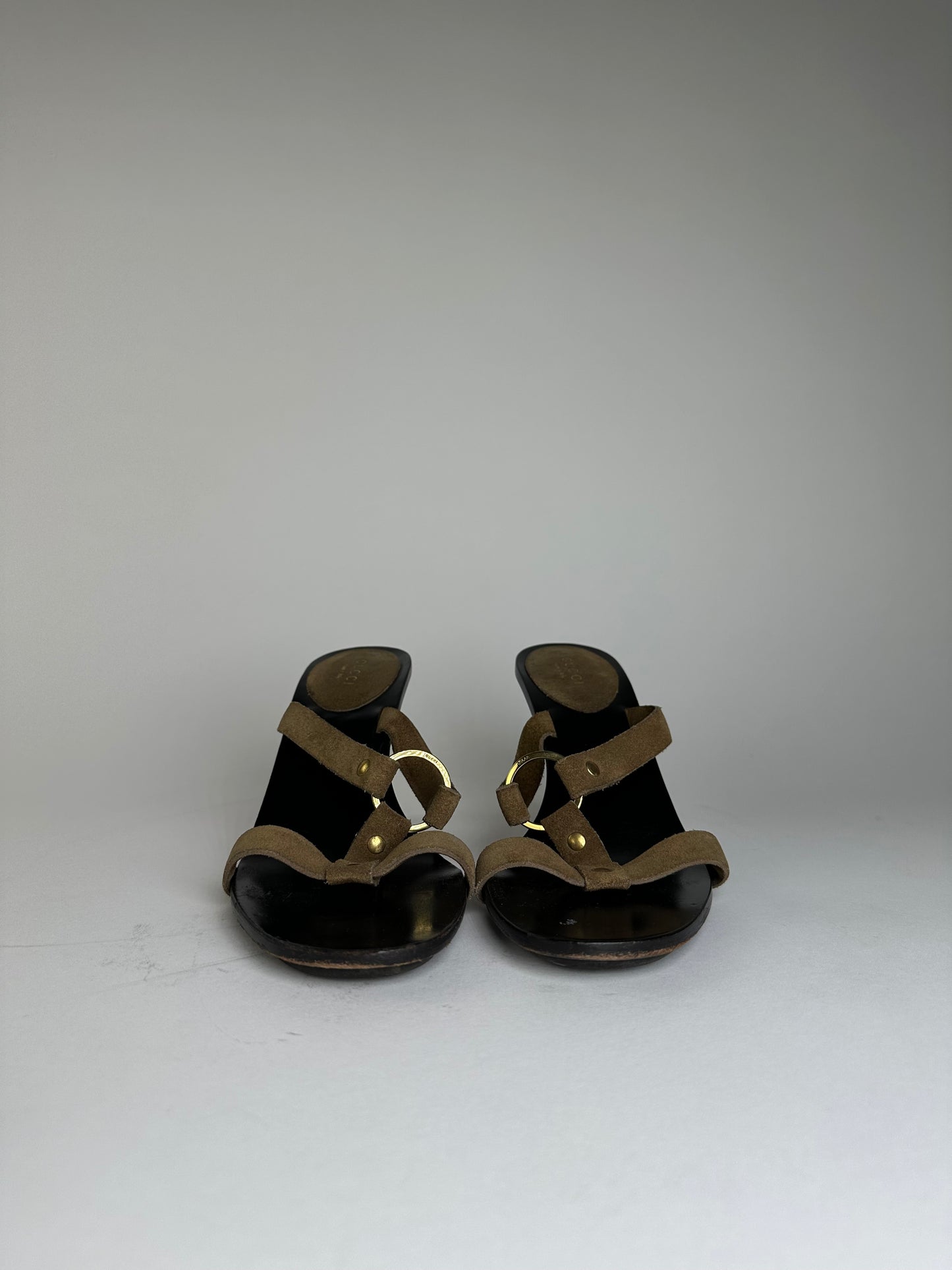 Vintage Gucci Suede Leather Stiletto Heels Brown Black EU37.5