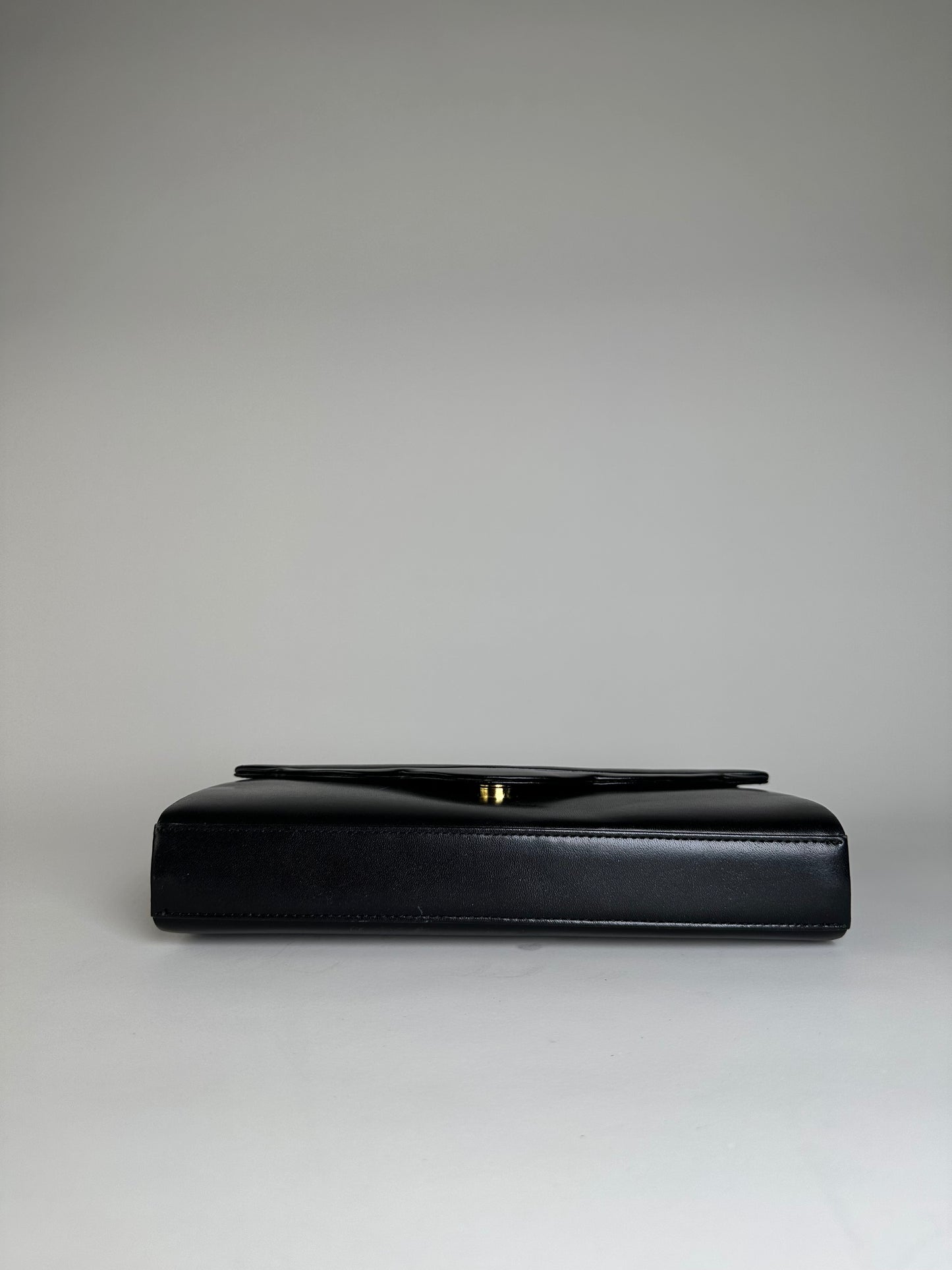 Vintage Givenchy Leather Clutch Bag Black Gold Push-Lock