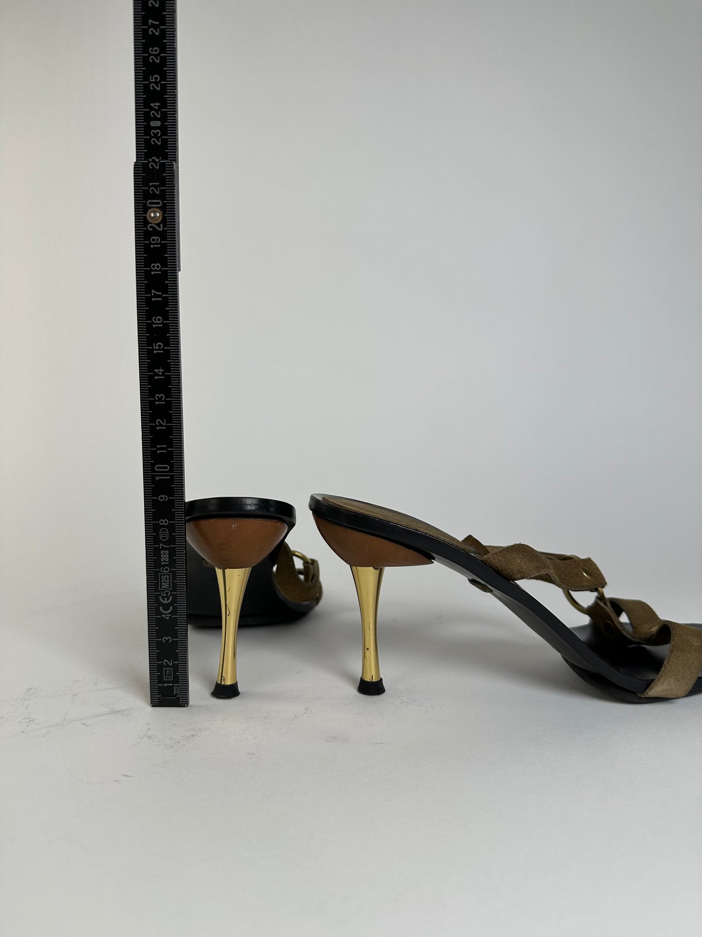 Vintage Gucci Suede Leather Stiletto Heels Brown Black EU37.5