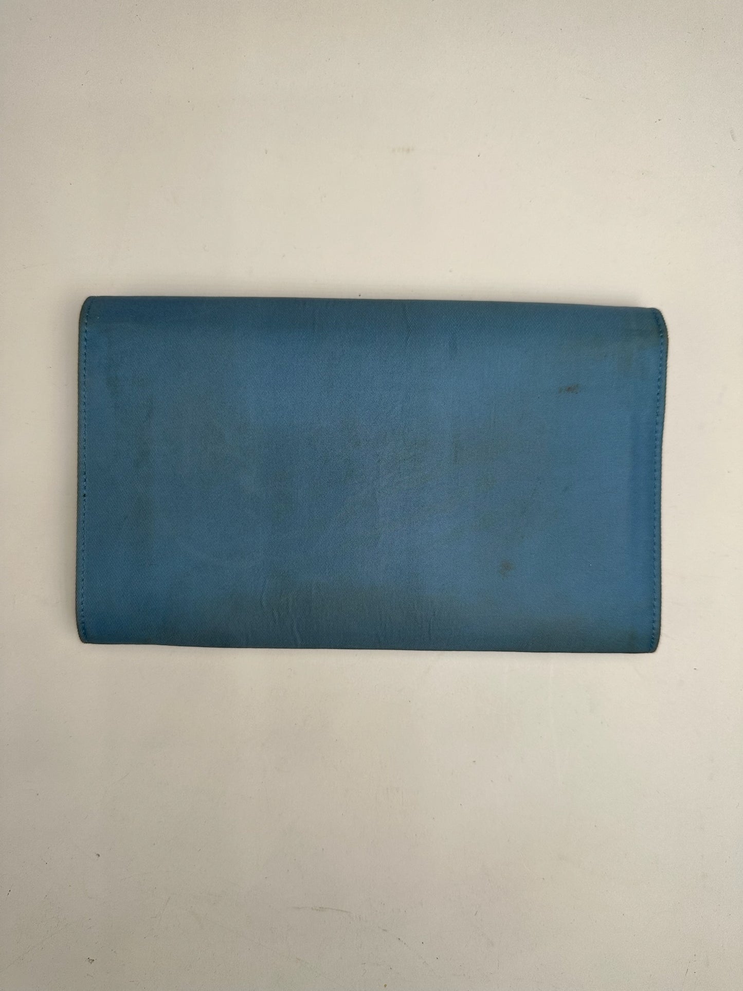 Vintage Prada Tessuto Canvas Leather Wallet Blue