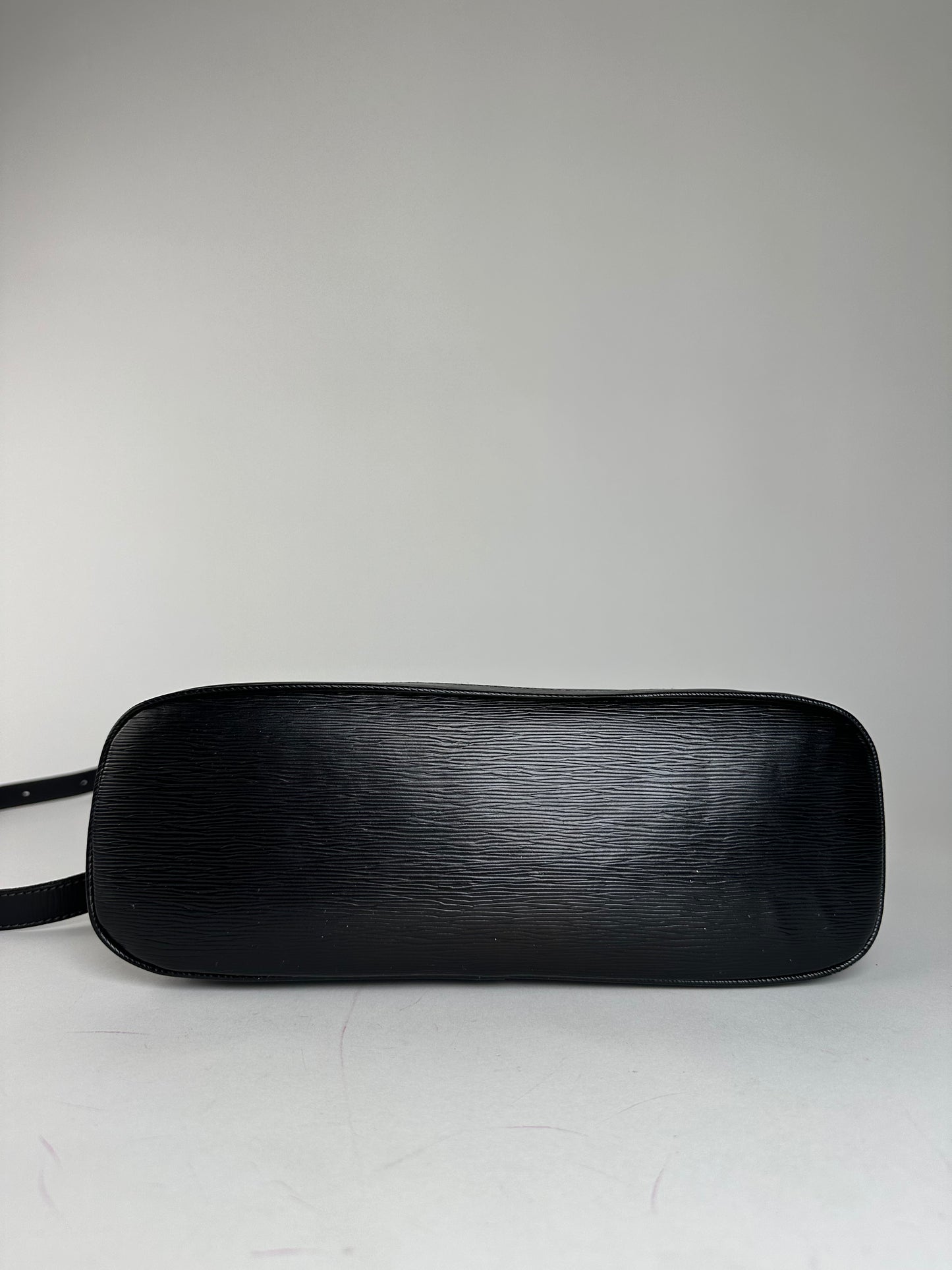 Vintage Courreges 2Way Riffeled Leather Handbag Black