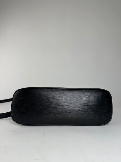 Vintage Courreges 2Way Riffeled Leather Handbag Black