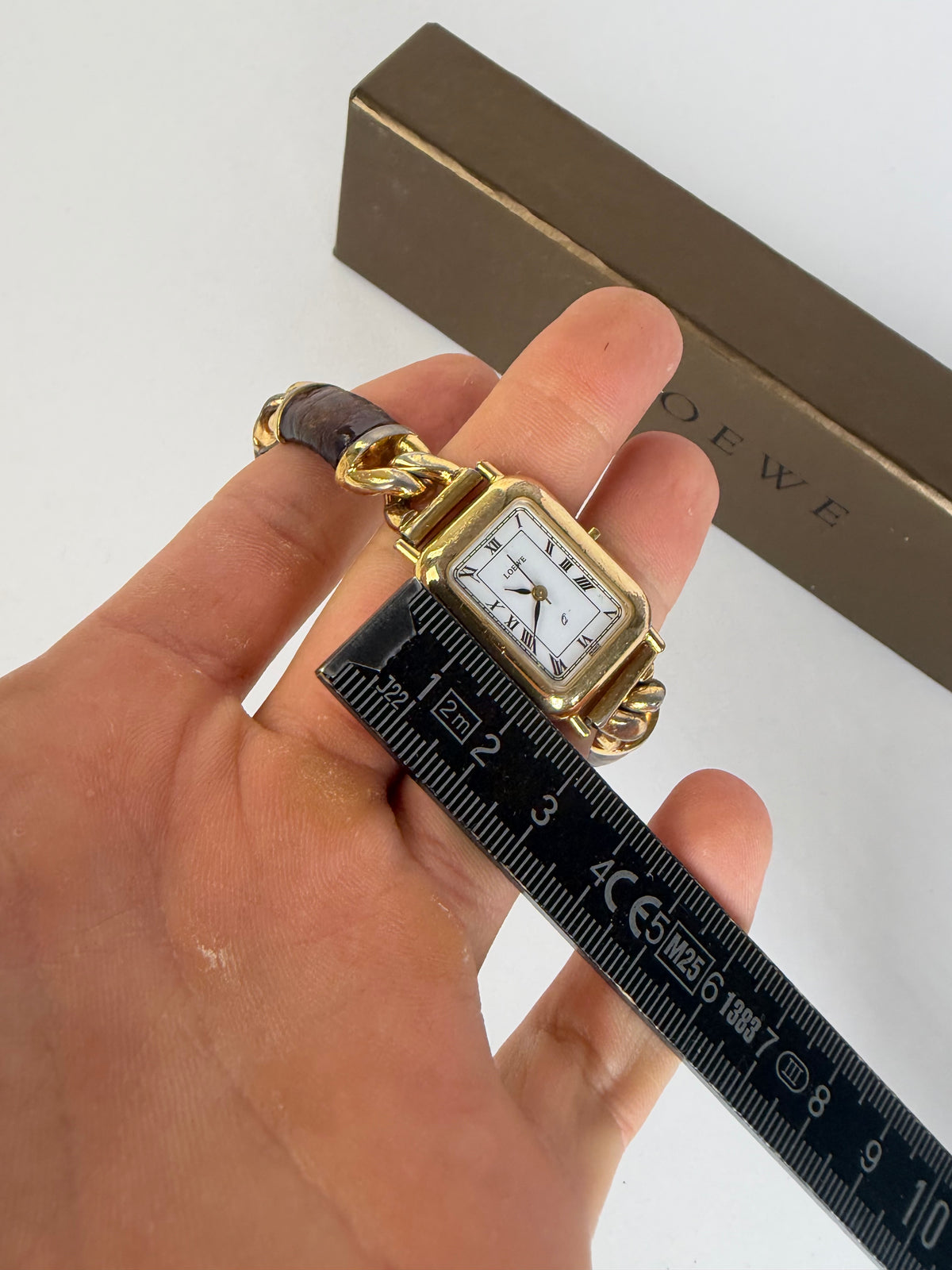Vintage Loewe Gold-Tone Quartz Watch Brown Leather Late 1990s