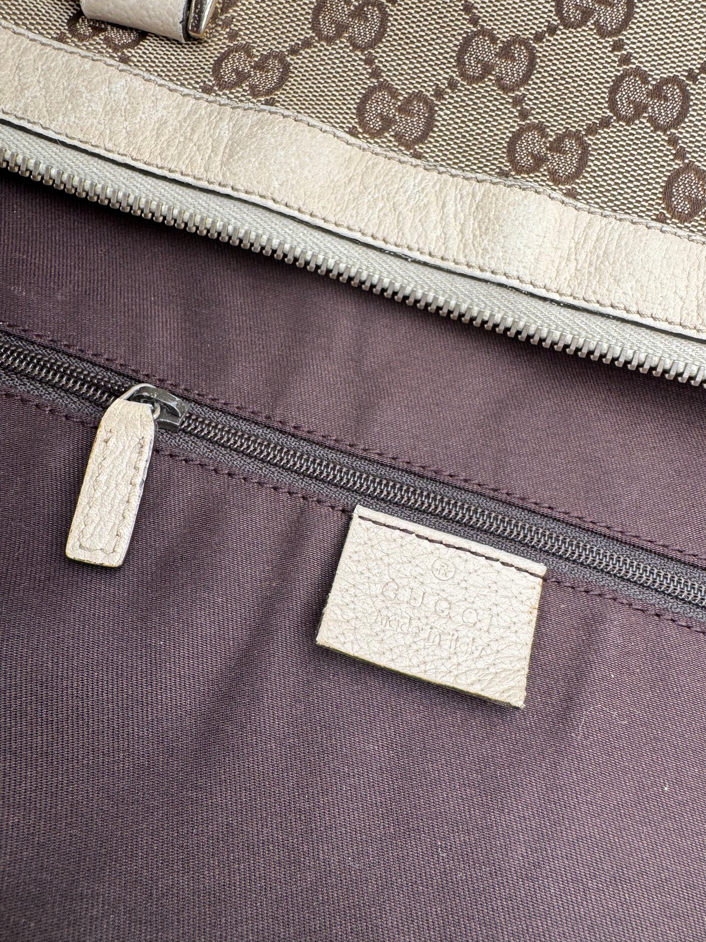 Vintage Gucci Monogram Dialux Bag beige White