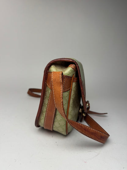 Sac bandoulière vintage Céline Triomphe Monogram beige vert marron