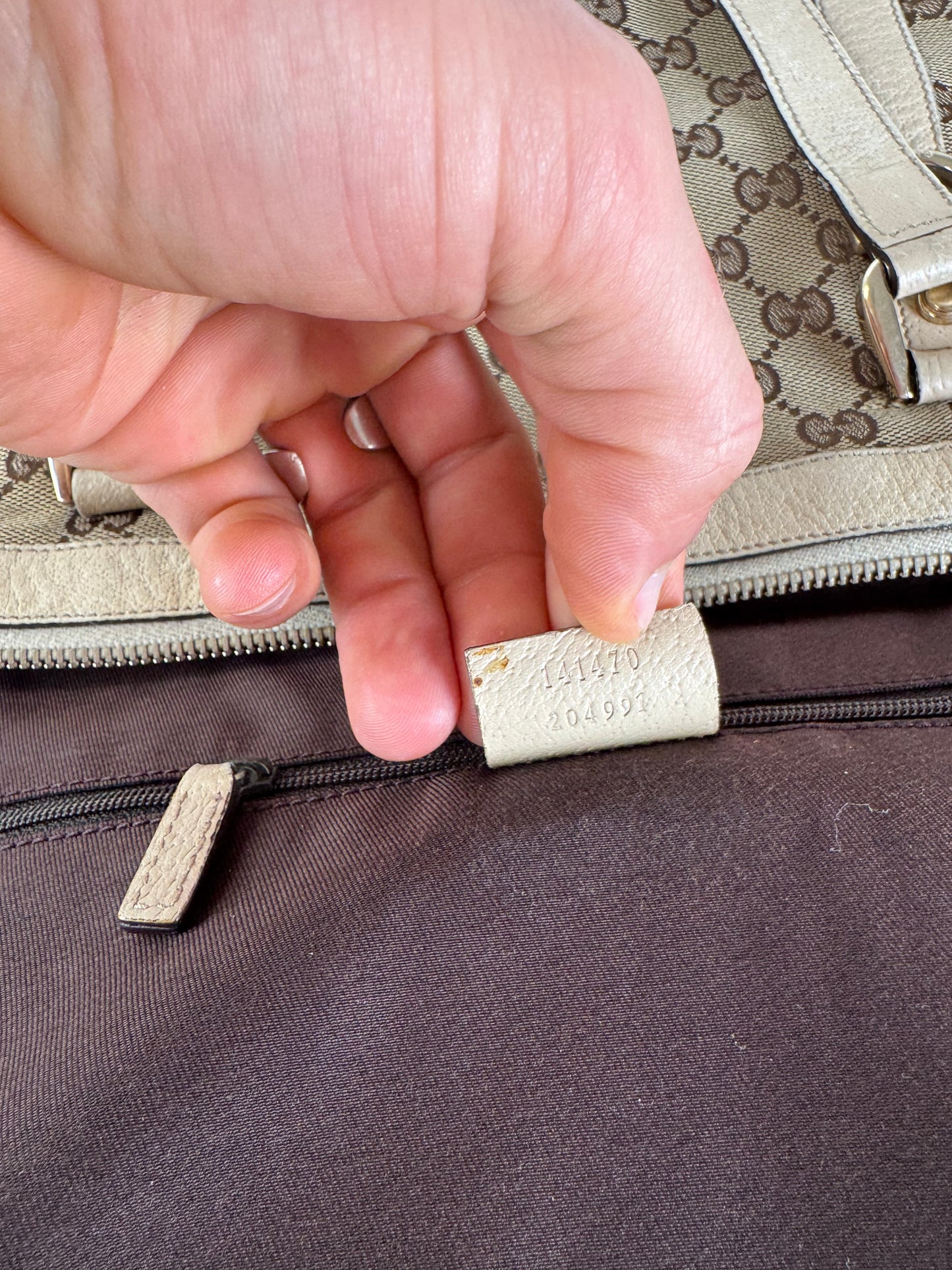 Vintage Gucci Monogram Dialux Bag beige White