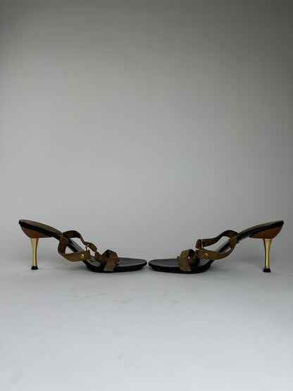 Vintage Gucci Suede Leather Stiletto Heels Brown Black EU37.5