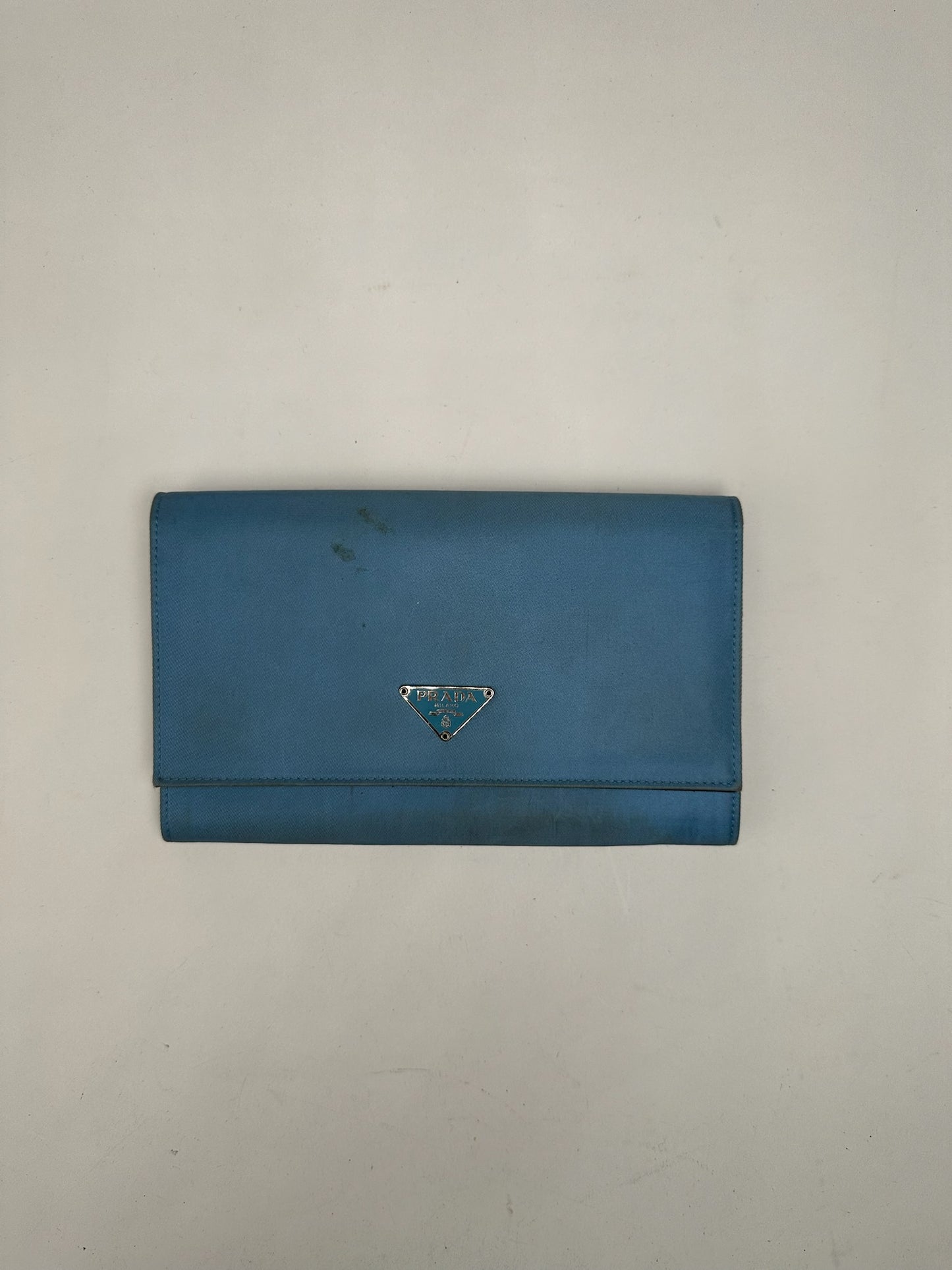 Vintage Prada Tessuto Canvas Leather Wallet Blue