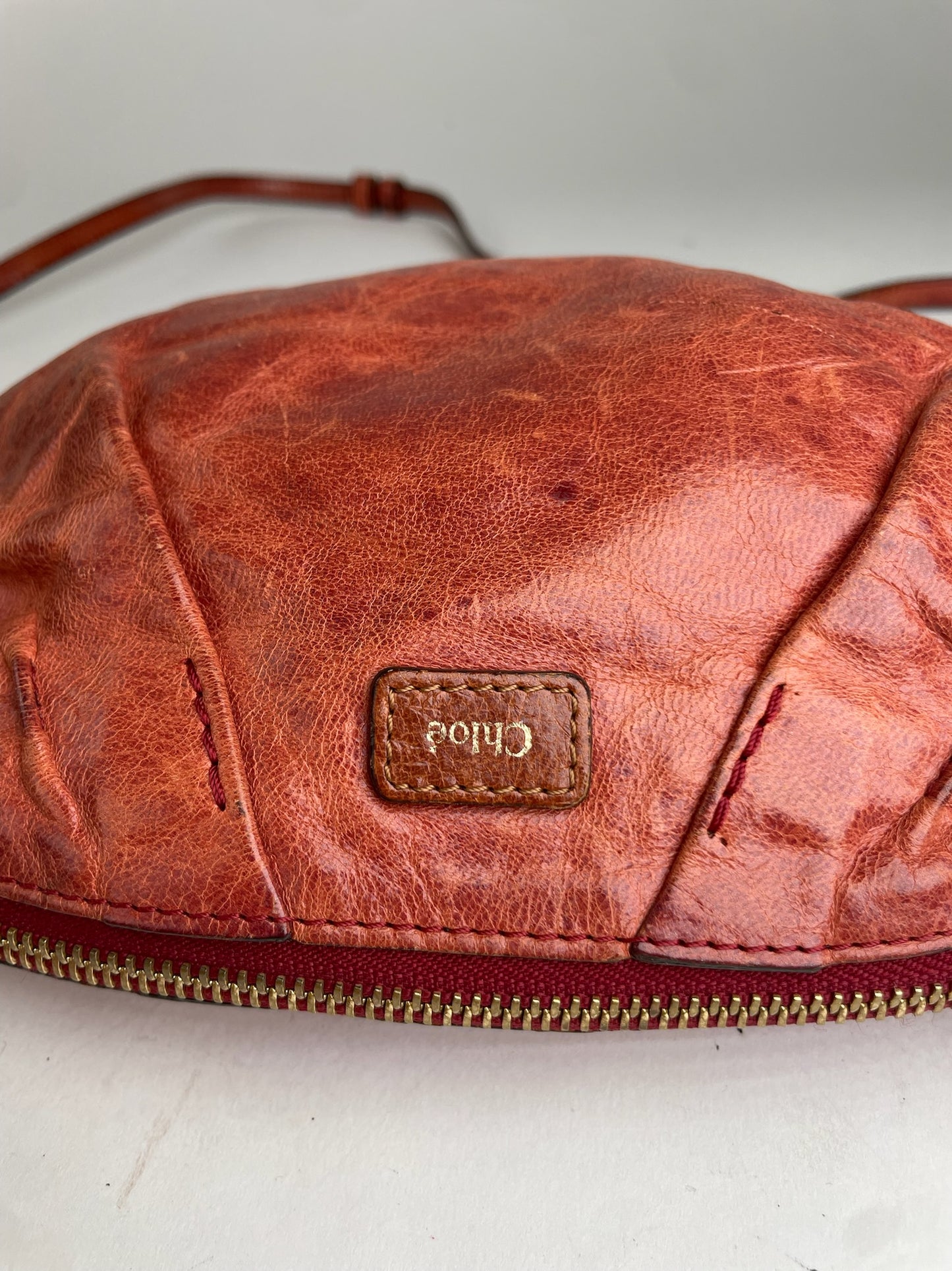 Vintage Chloe 2Way Leather Handbag Red