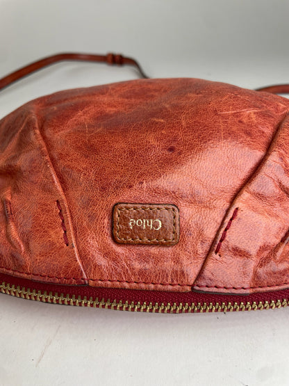 Vintage Chloe 2Way Leather Handbag Red