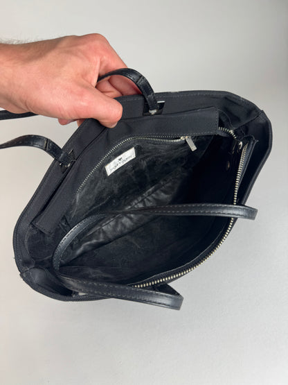 Vintage Courreges Leather Polyester Handbag Black