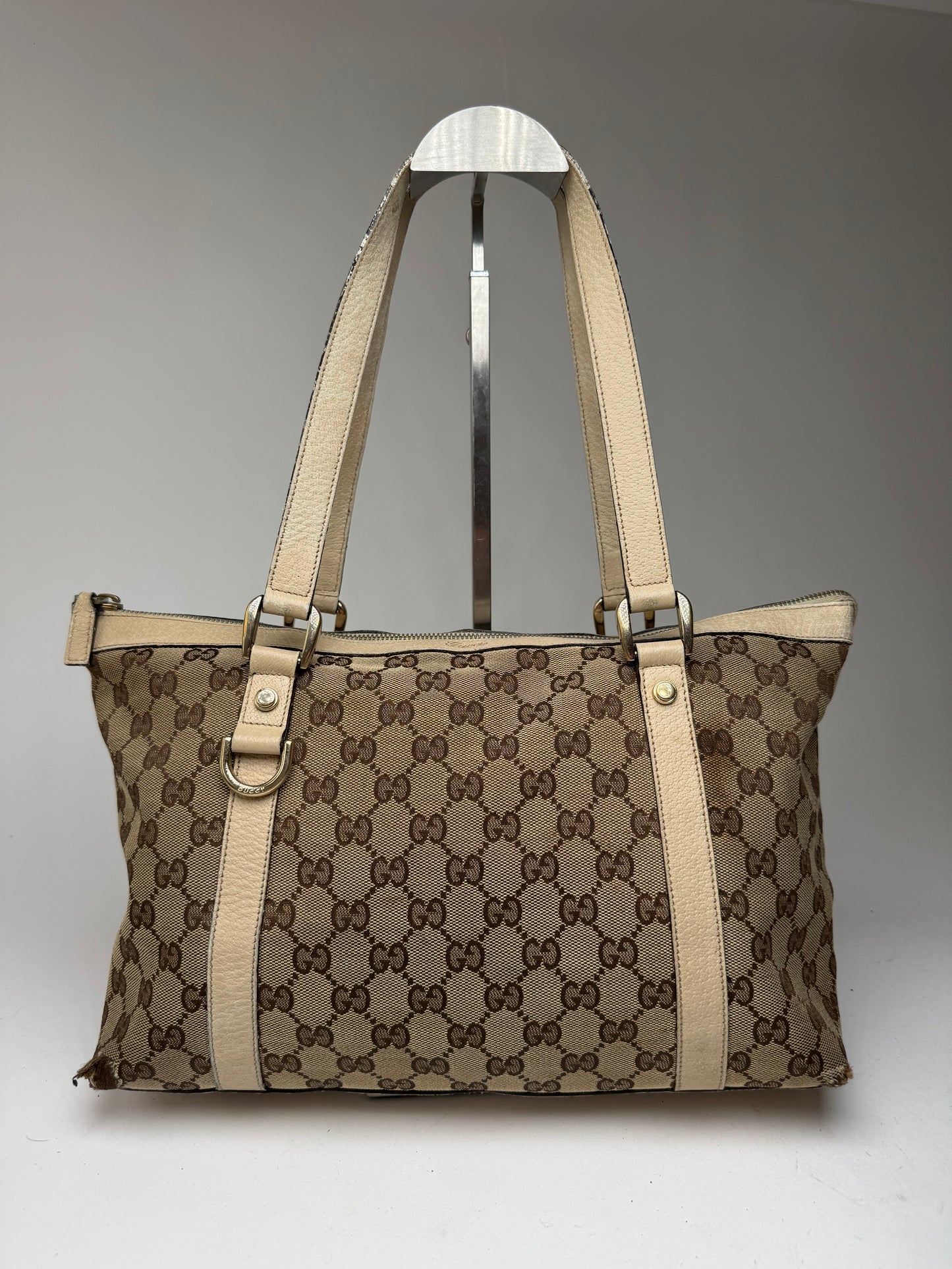 Vintage Gucci Monogram Dialux Bag beige White