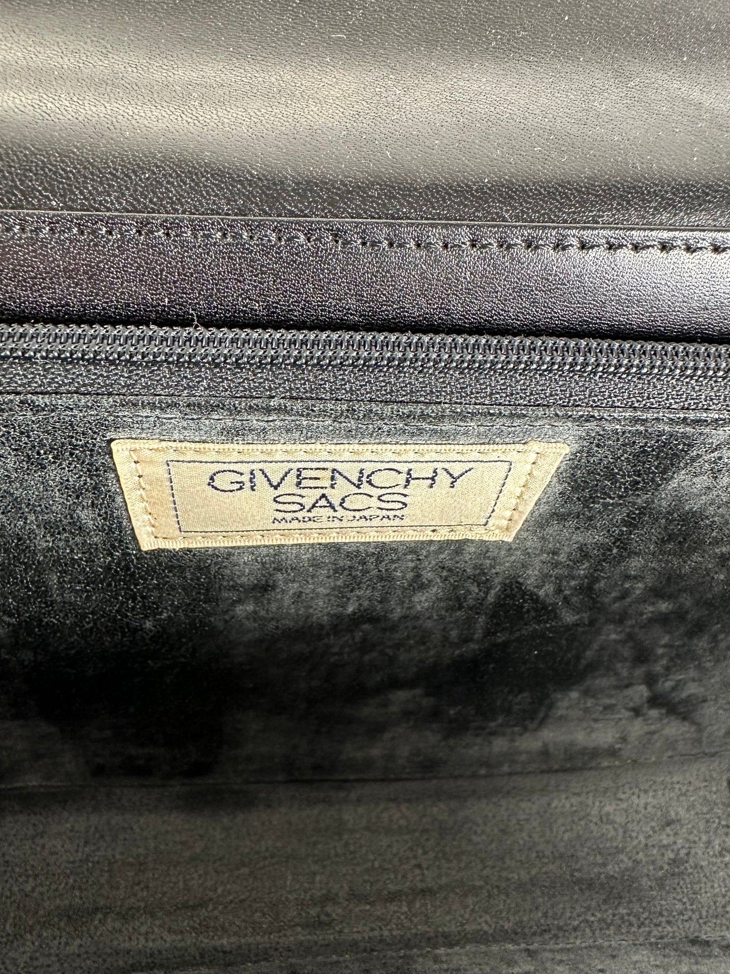 Vintage Givenchy Leather Clutch Bag Black Gold Push-Lock