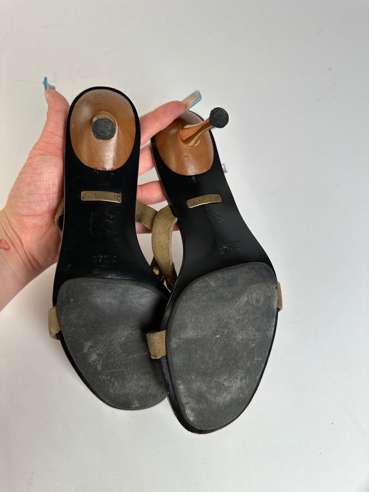 Vintage Gucci Suede Leather Stiletto Heels Brown Black EU37.5