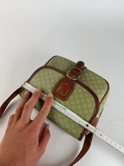 Sac bandoulière vintage Céline Triomphe Monogram beige vert marron