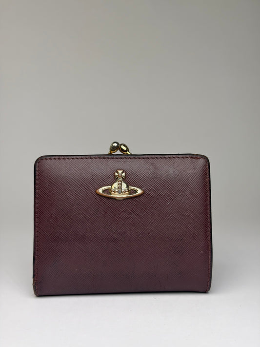 Vintage Vivienne Westwood Textured Leather Bifold Wallet Burgundy