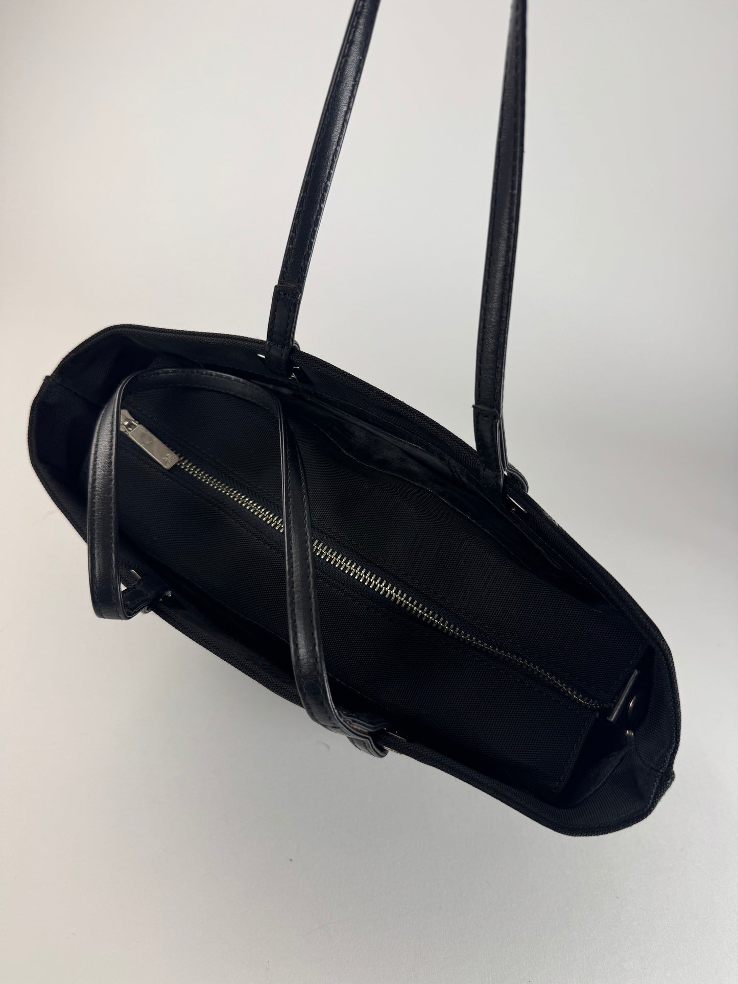 Vintage Courreges Leather Polyester Handbag Black