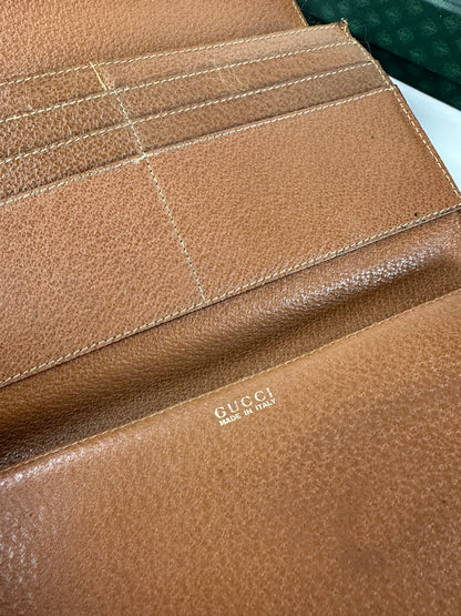 Vintage Gucci Horsebit Leather Long Wallet Brown