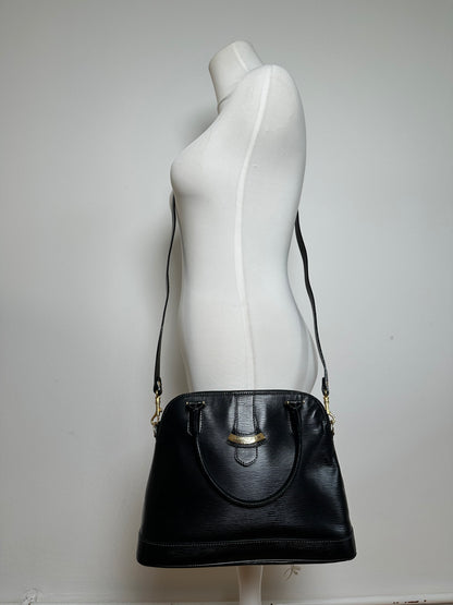Vintage Courreges 2Way Riffeled Leather Handbag Black