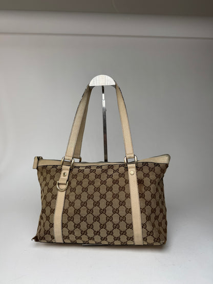 Vintage Gucci Monogram Dialux Bag beige White