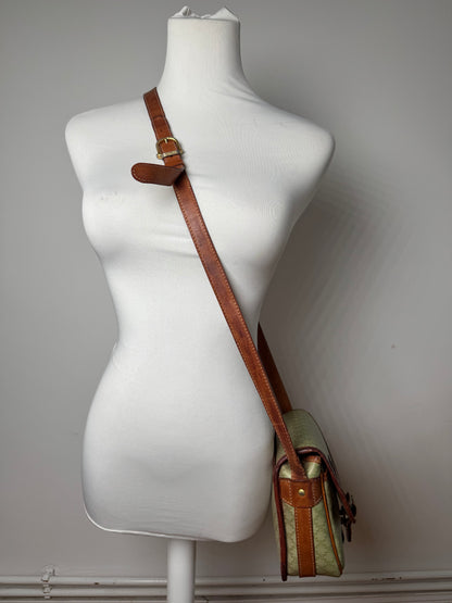 Sac bandoulière vintage Céline Triomphe Monogram beige vert marron