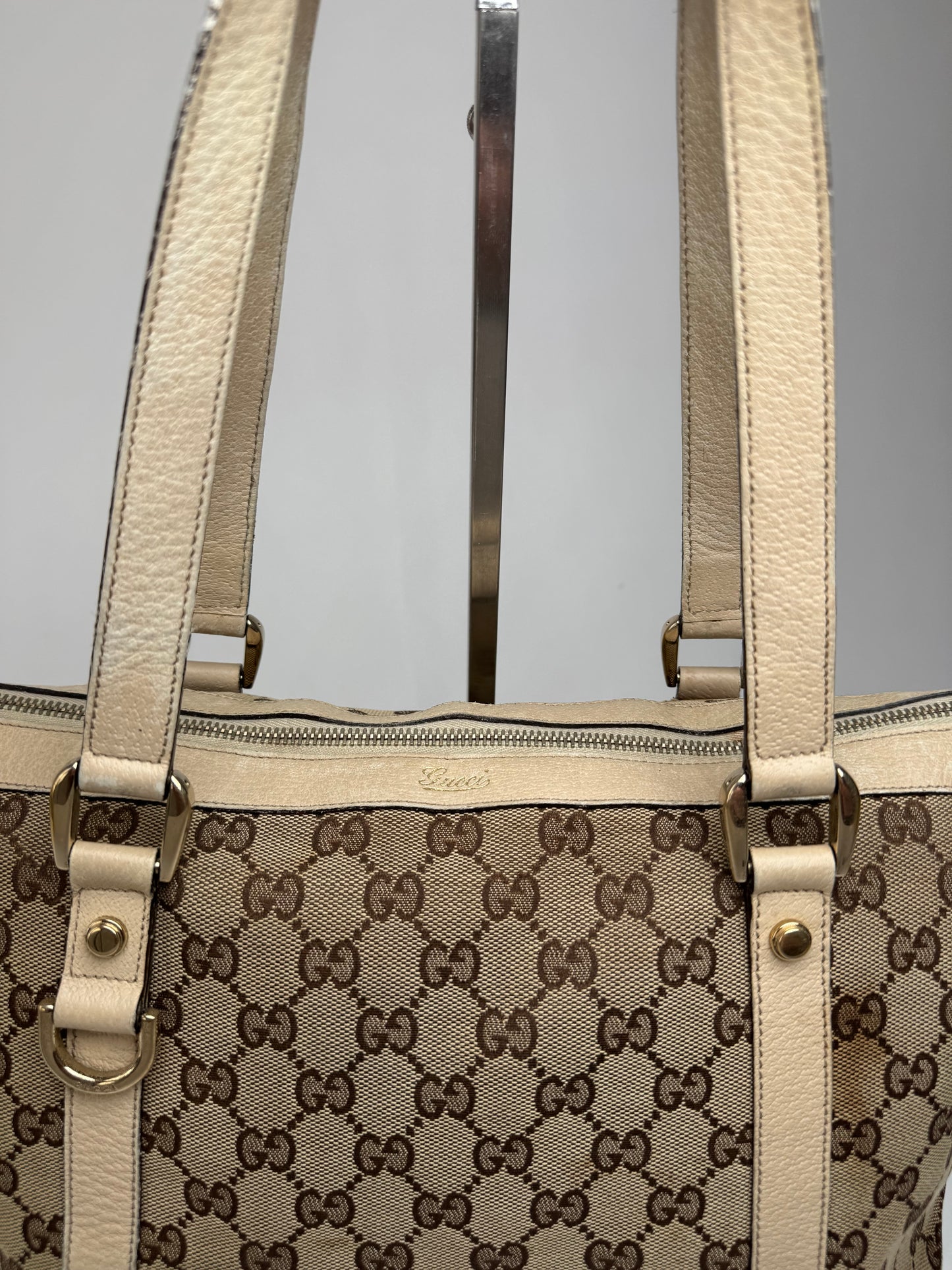 Vintage Gucci Monogram Dialux Bag beige White