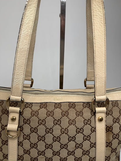 Vintage Gucci Monogram Dialux Bag beige White