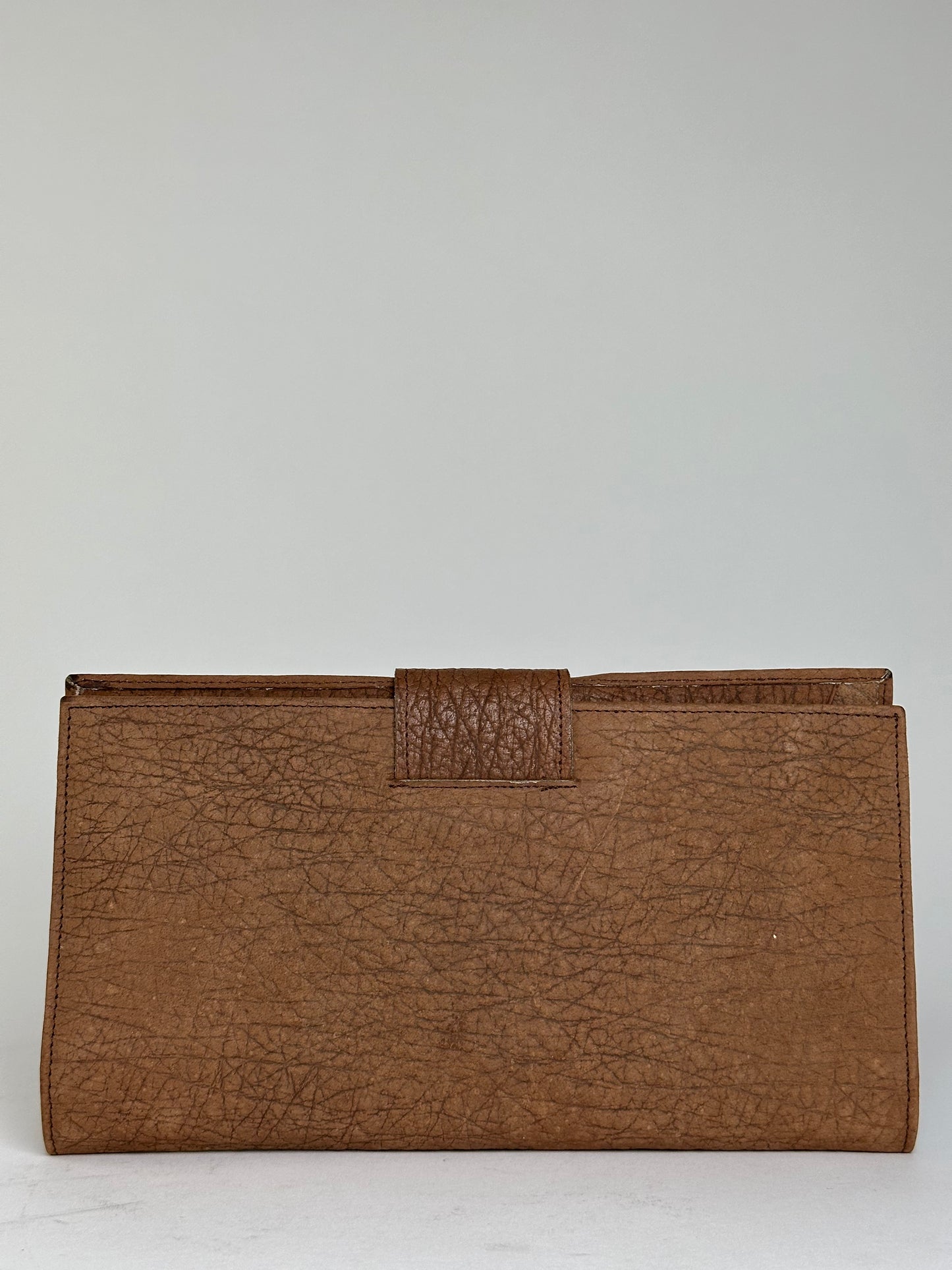 Vintage Saint Laurent Crinkled Leather Wallet Brown Silver