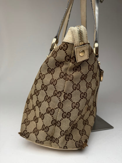 Vintage Gucci Monogram Dialux Bag beige White