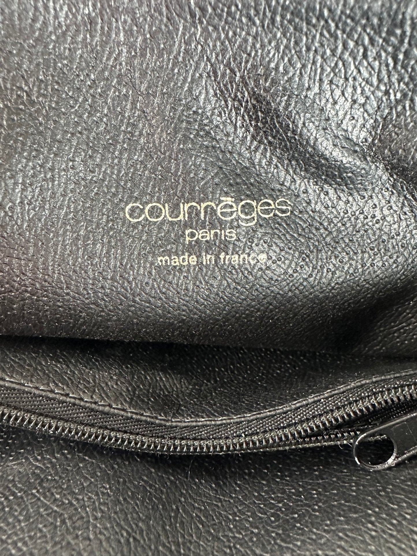 Vintage Courreges 2Way Riffeled Leather Handbag Black