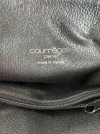 Vintage Courreges 2Way Riffeled Leather Handbag Black