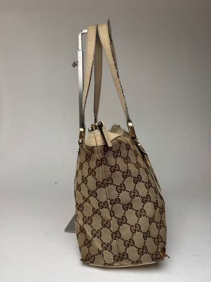 Vintage Gucci Monogram Dialux Bag beige White