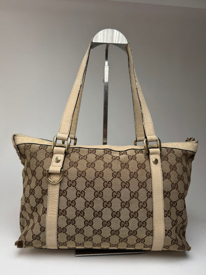 Vintage Gucci Monogram Dialux Bag beige White