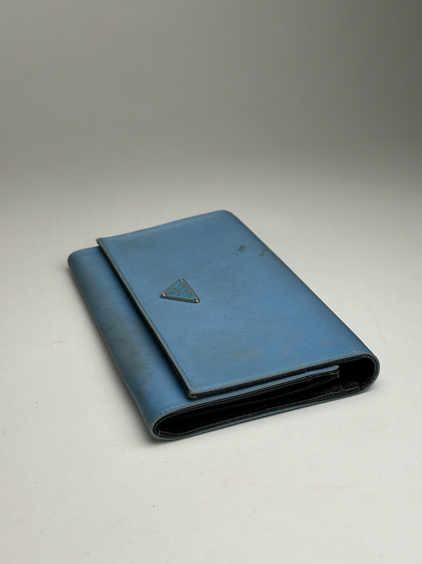 Vintage Prada Tessuto Canvas Leather Wallet Blue