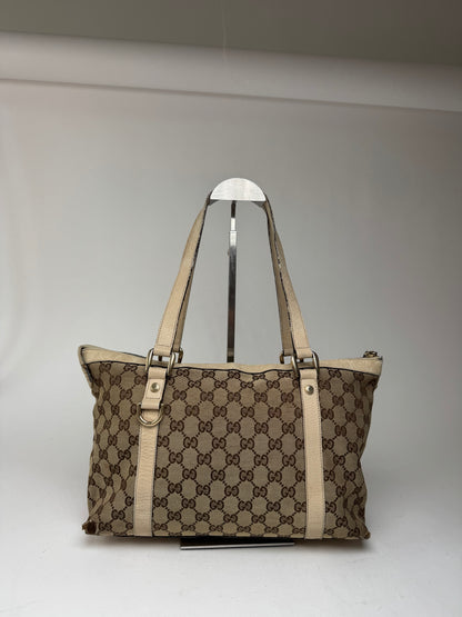 Vintage Gucci Monogram Dialux Bag beige White