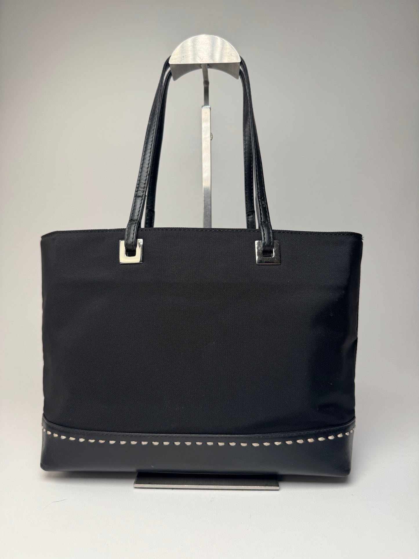 Vintage Courreges Leather Polyester Handbag Black