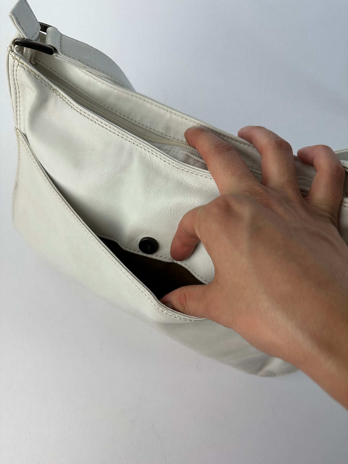Vintage Issey Miyake IM Product Leather Shoulder Bag Early 2000s White