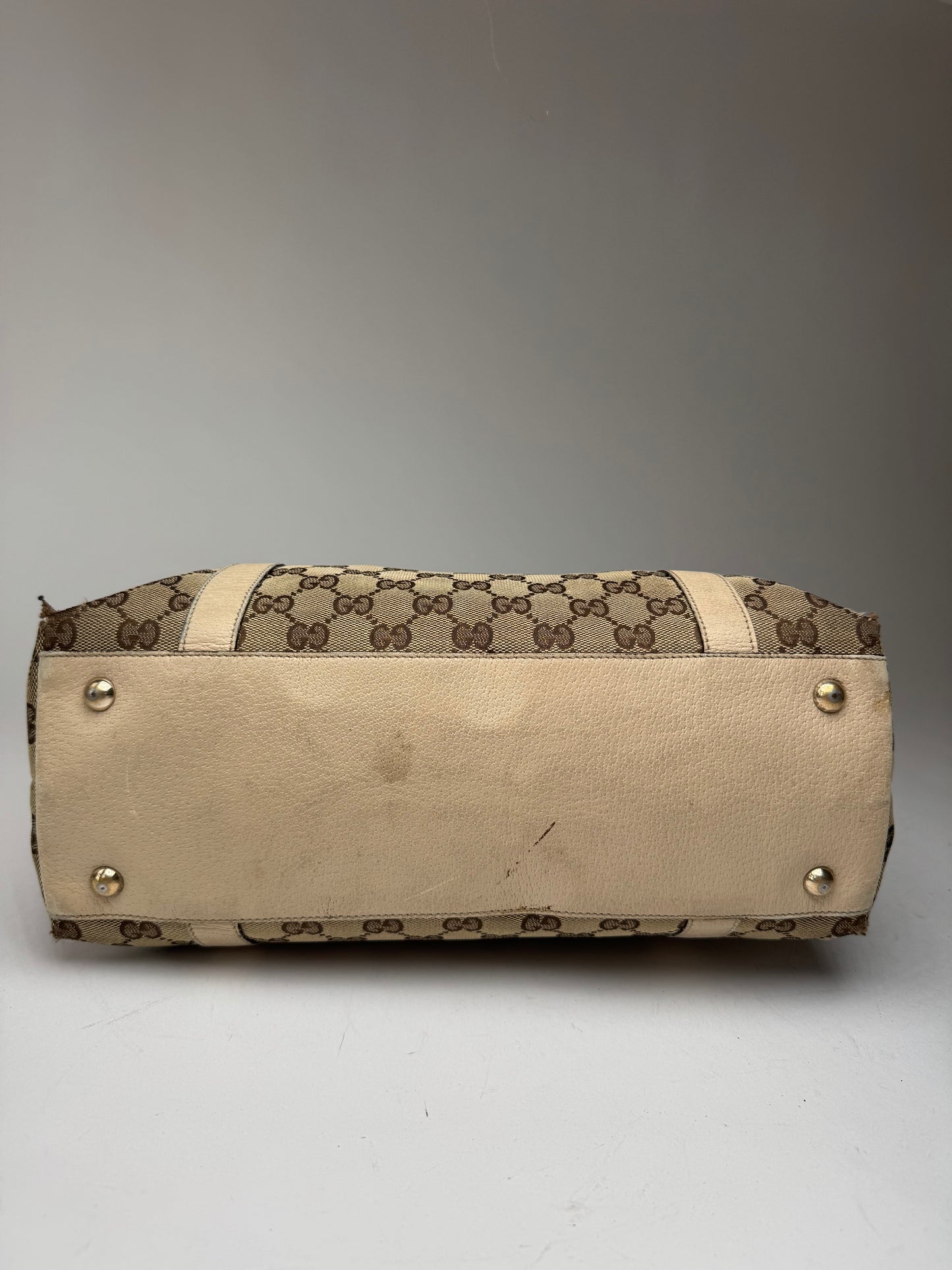 Vintage Gucci Monogram Dialux Bag beige White