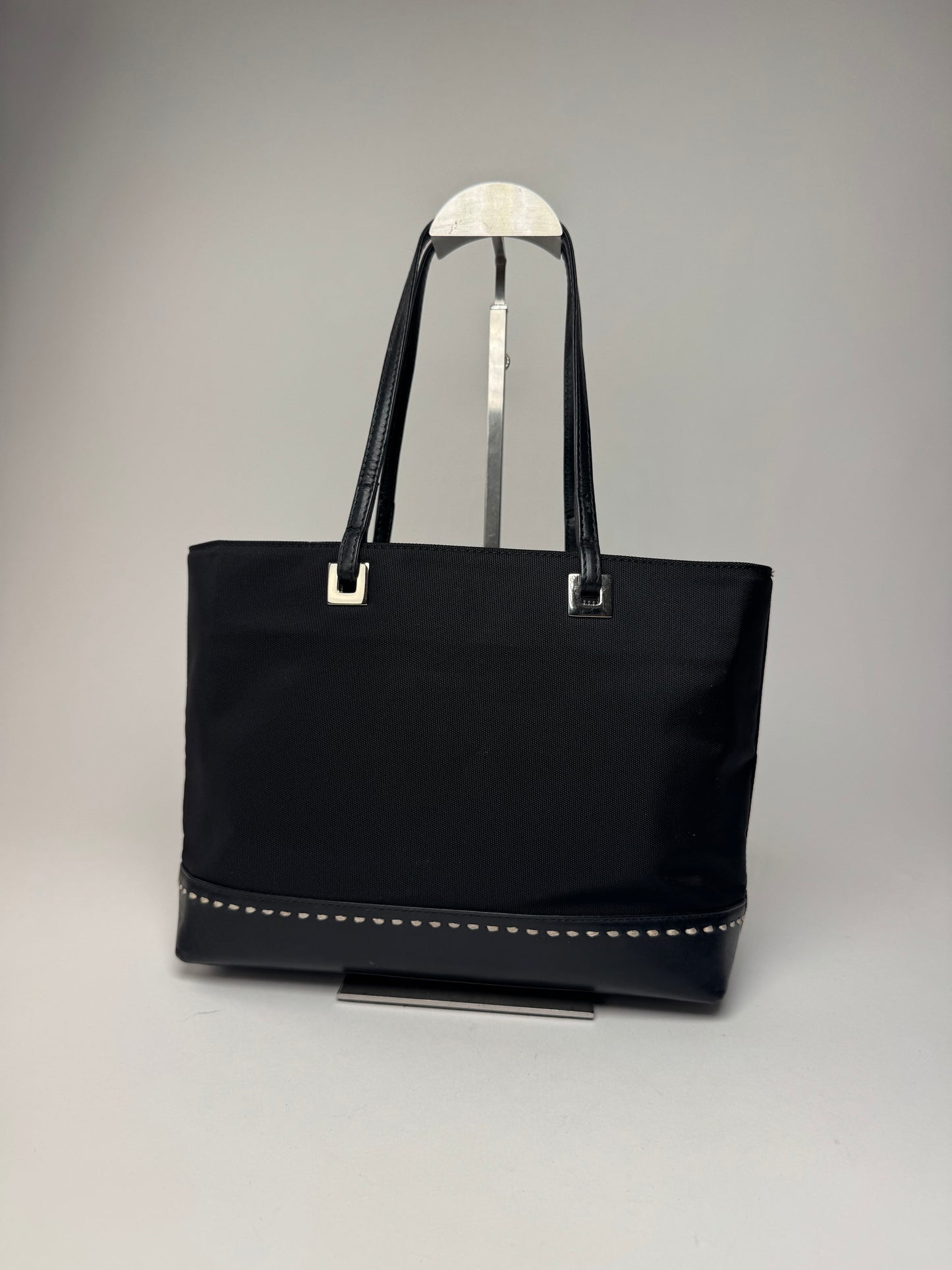 Vintage Courreges Leather Polyester Handbag Black