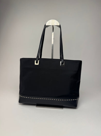 Vintage Courreges Leather Polyester Handbag Black