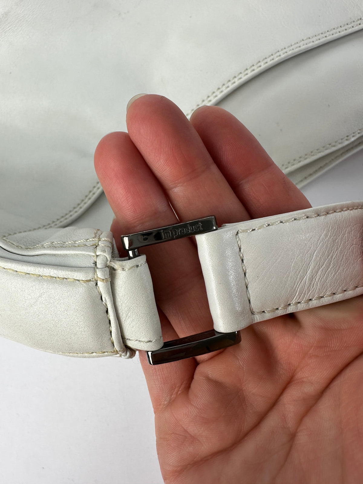 Vintage Issey Miyake IM Product Leather Shoulder Bag Early 2000s White