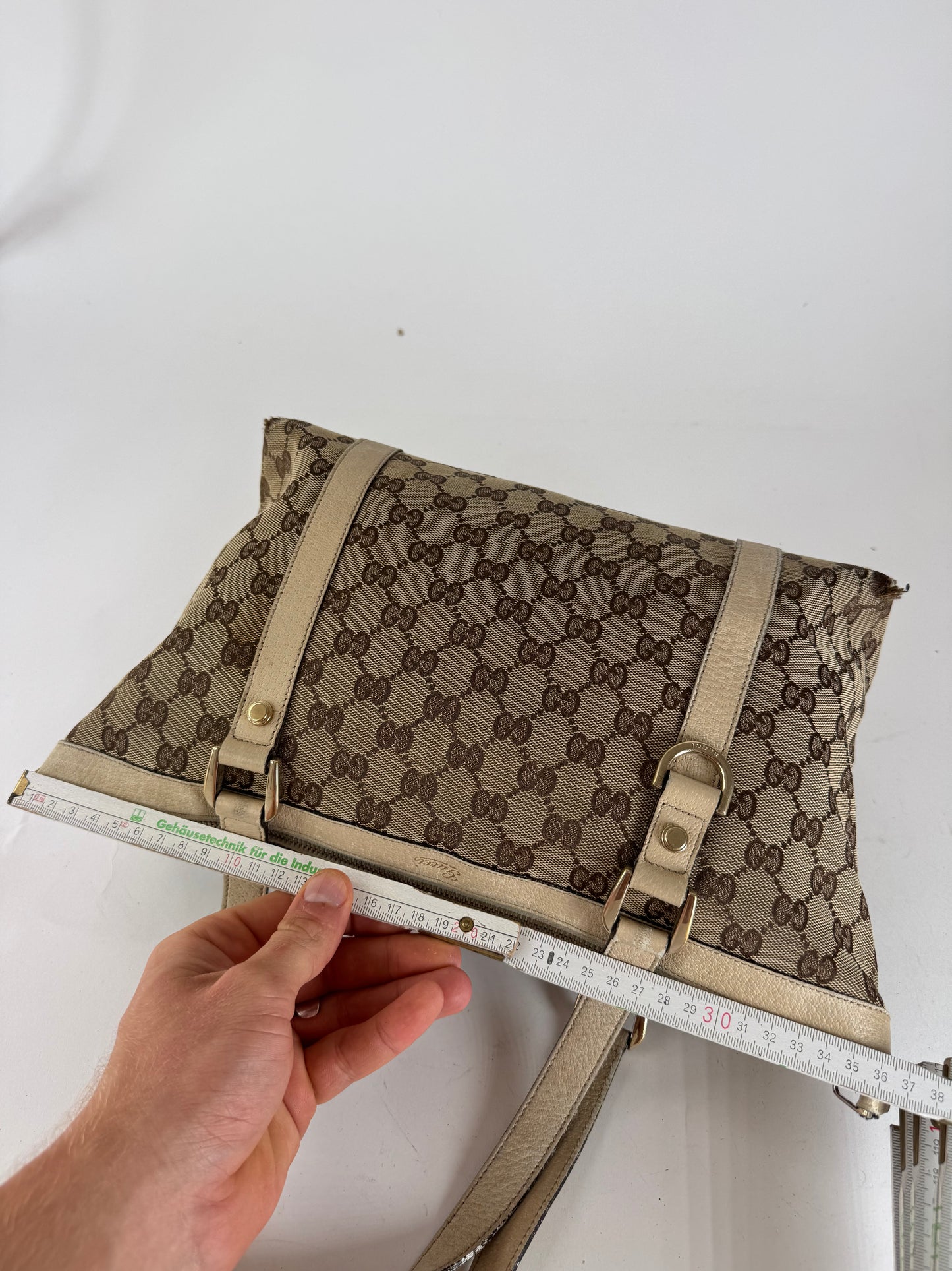 Vintage Gucci Monogram Dialux Bag beige White