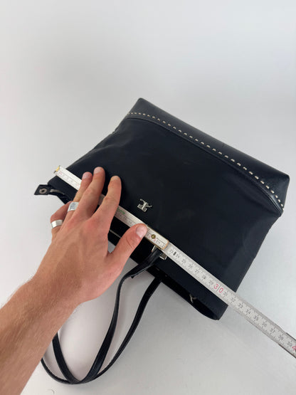Vintage Courreges Leather Polyester Handbag Black