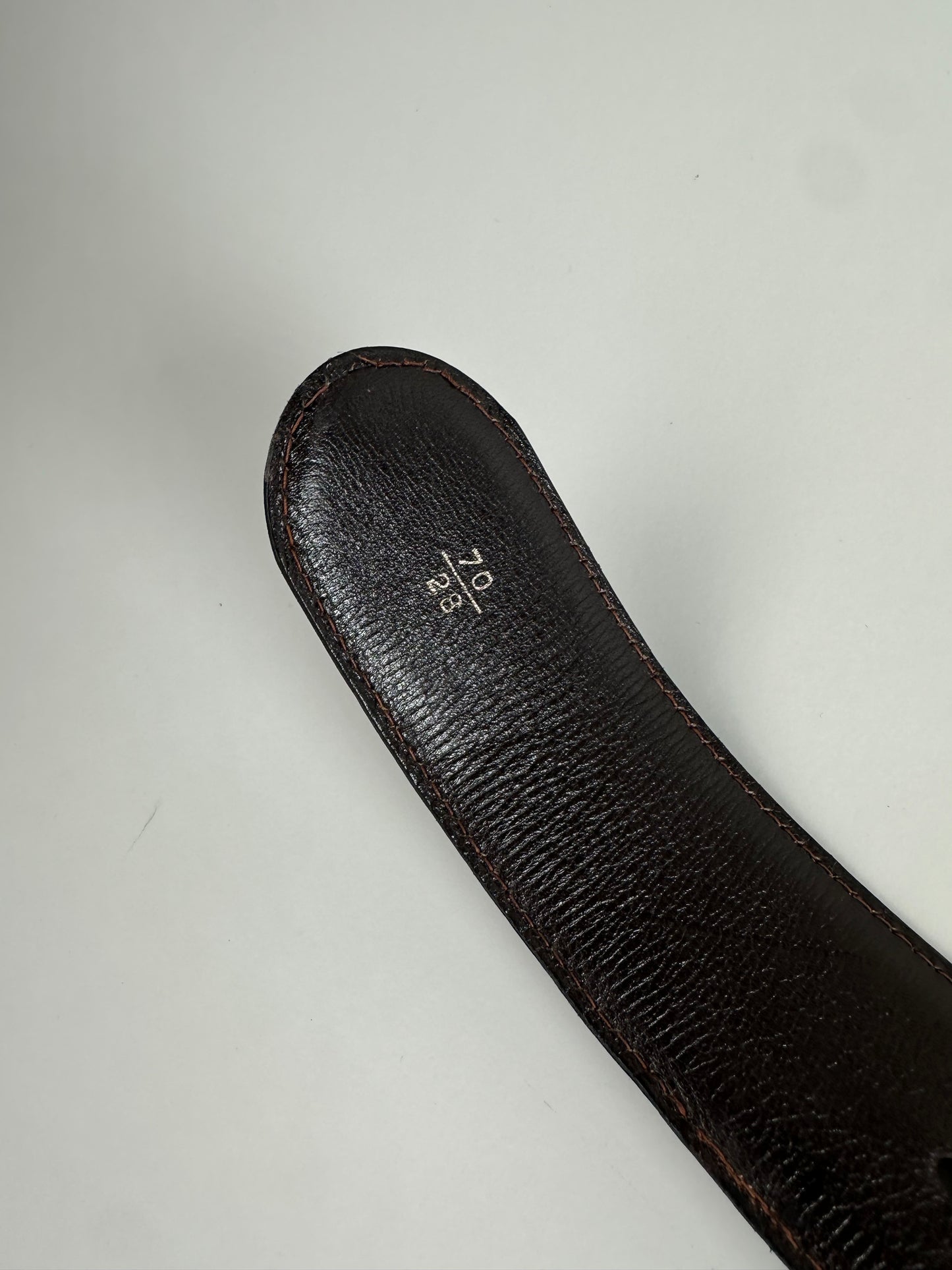 Vintage Gucci Double G Logo Leather Belt Dark Brown Gold